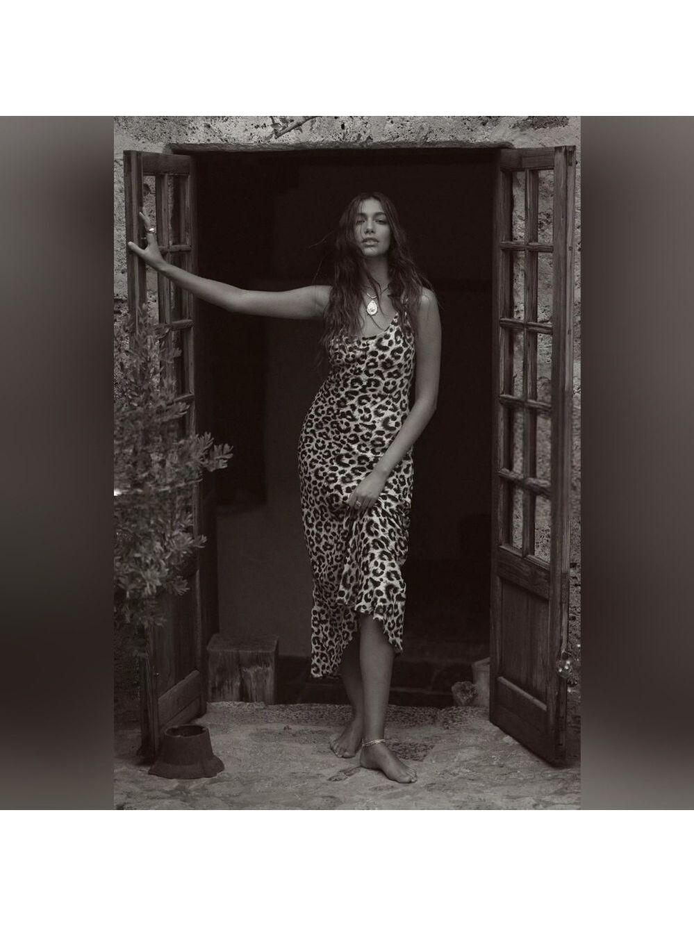Anthropologie | Conditions Apply Elva Slip Midi Dress | Brown/Tan Leopard Print